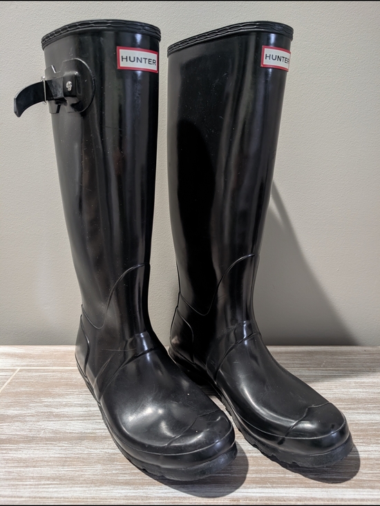 Hunter Shoes - Hunter Original Tall Gloss Rain Boots Black Waterproof Rubber Size 10 Preppy